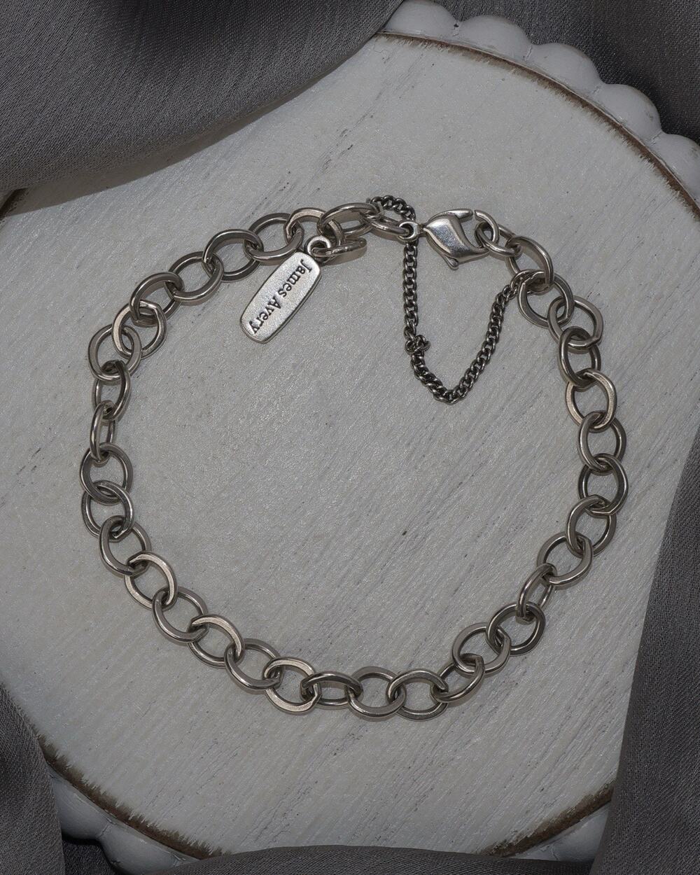 James Avery Sterling Silver Forged Link Charm Bracelet 8.2G / 7.5in / 6.4mm